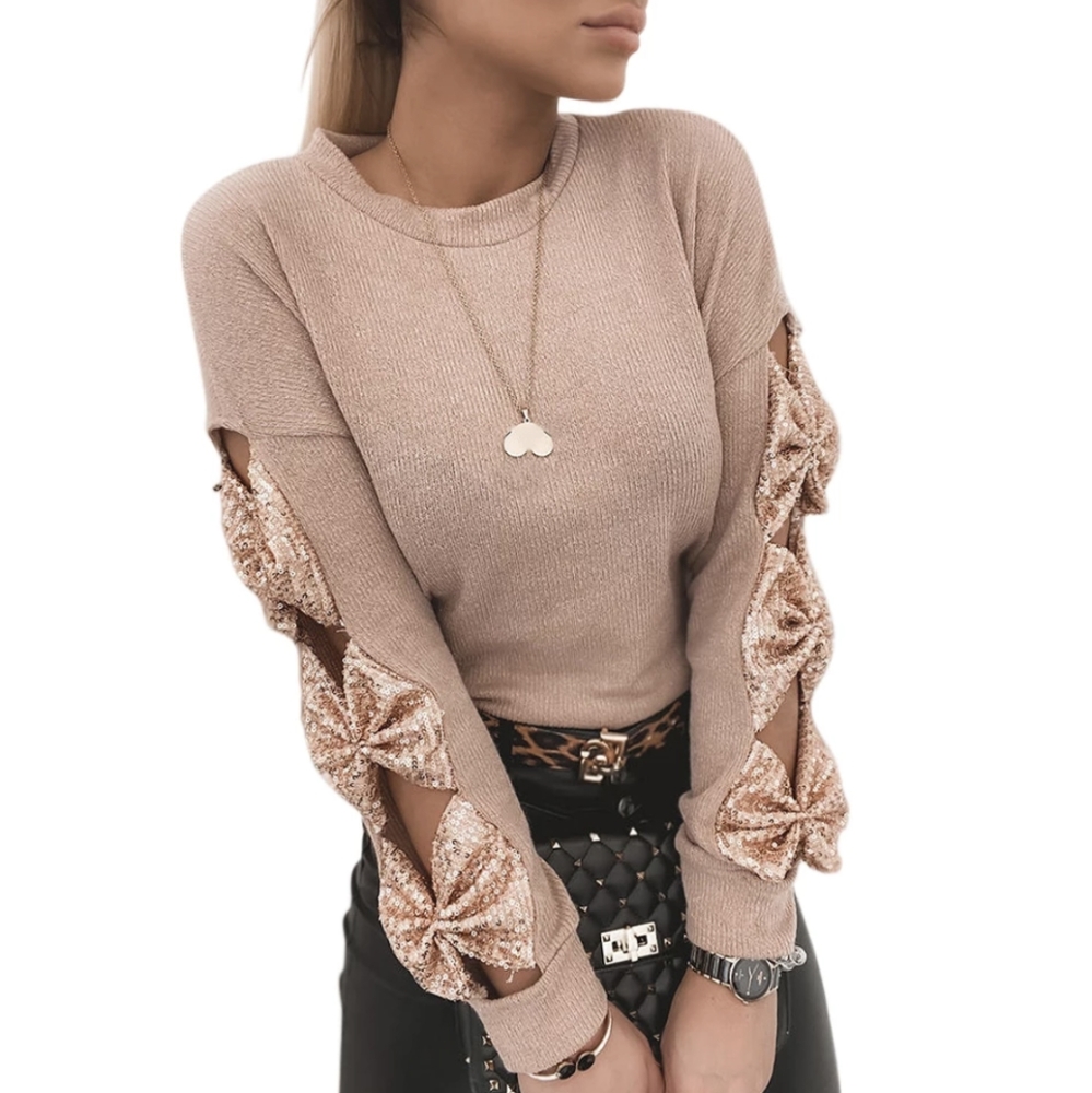 NWT Sequin Bow Knitted Fall Sweater S:M - Picture 3 of 14